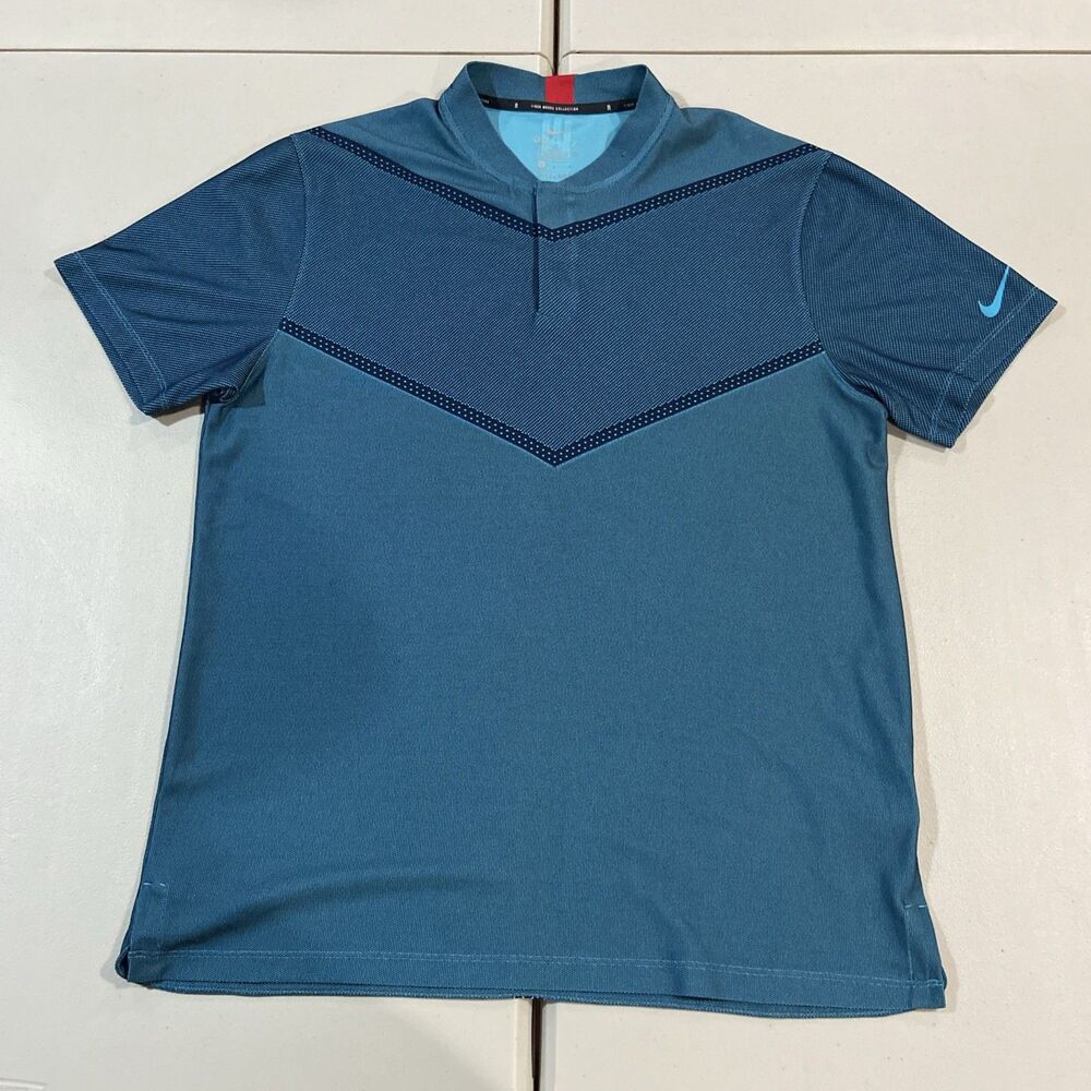 Nike Dri-FIT Mens Sz L Golf Tiger Woods Shirt CT3797-687 Mock Polo Red Blade